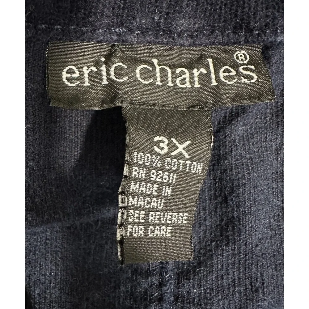 Vtg Eric Charles Pinafore Dress Womens 3X Blue Corduroy Cottage Jumper 90s - Picture 10 of 10